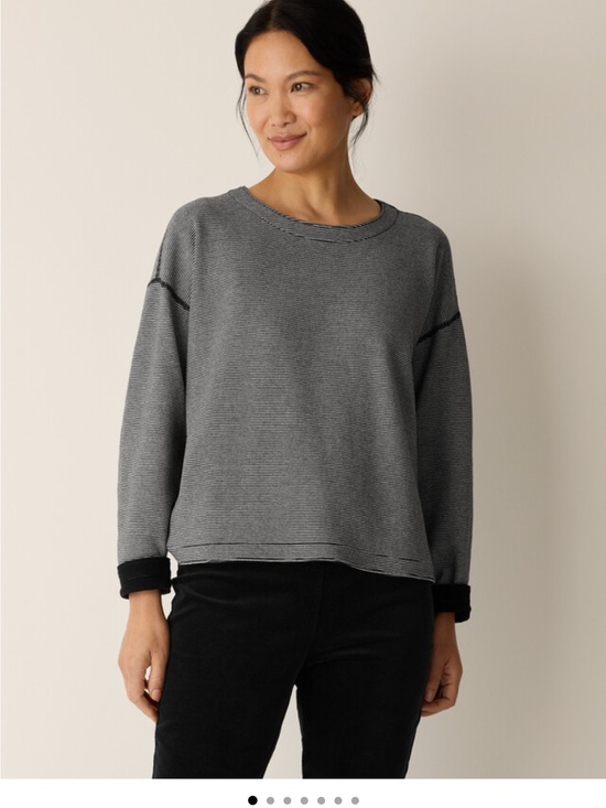 Eileen Fisher Tops - Eileen Fisher reversible black-and-white striped top size large